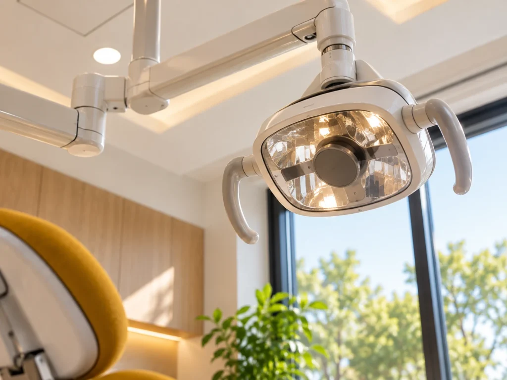 Dental overhead light in a treatment room