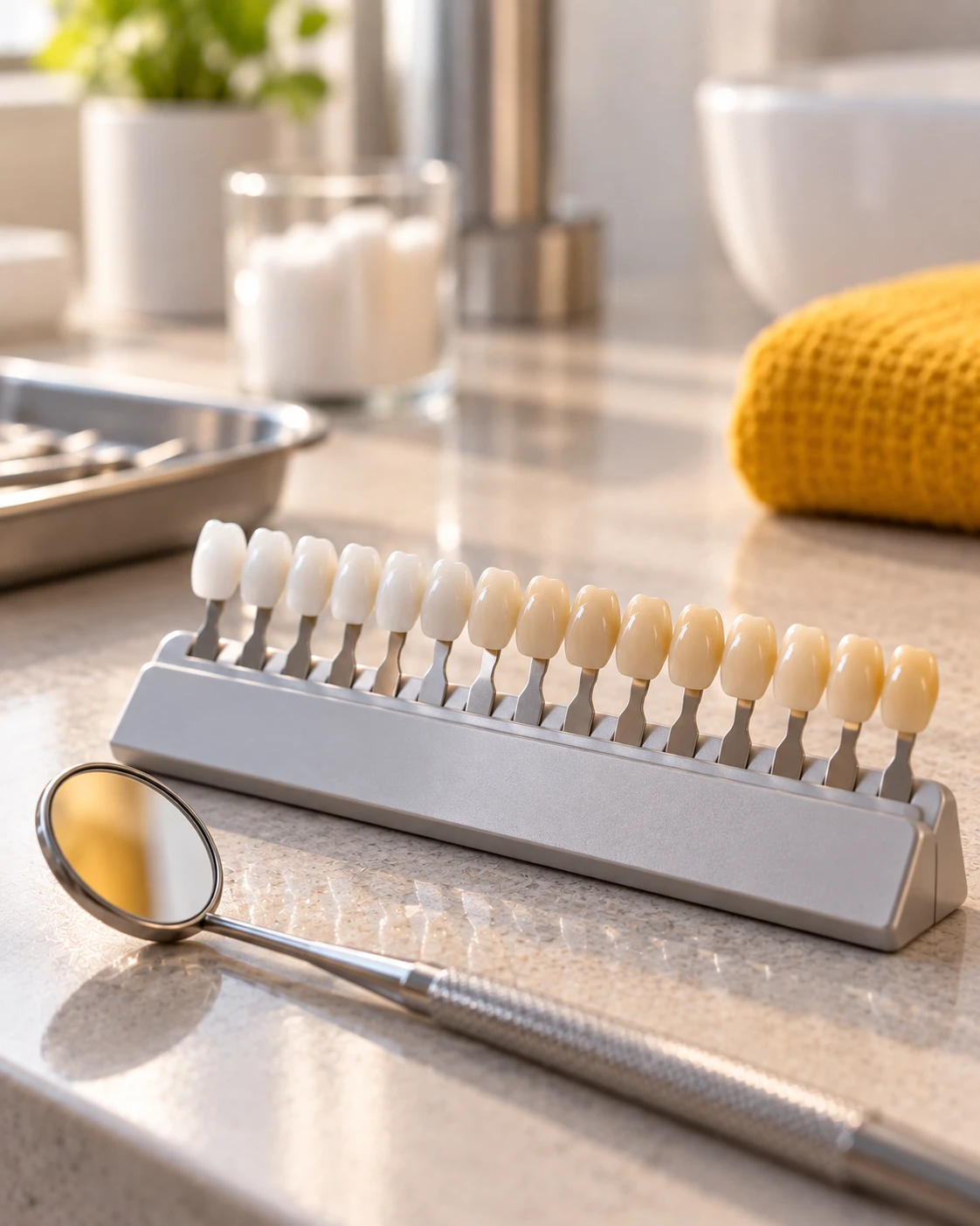 Tooth shade guide used for teeth whitening